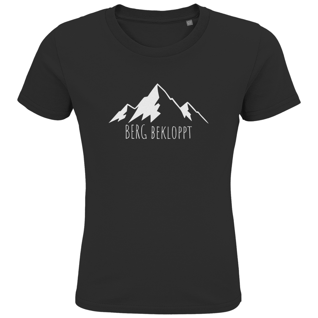 schwarzes Tshirt mit Rundhalsausschnitt und Berg Bekloppt Motiv
