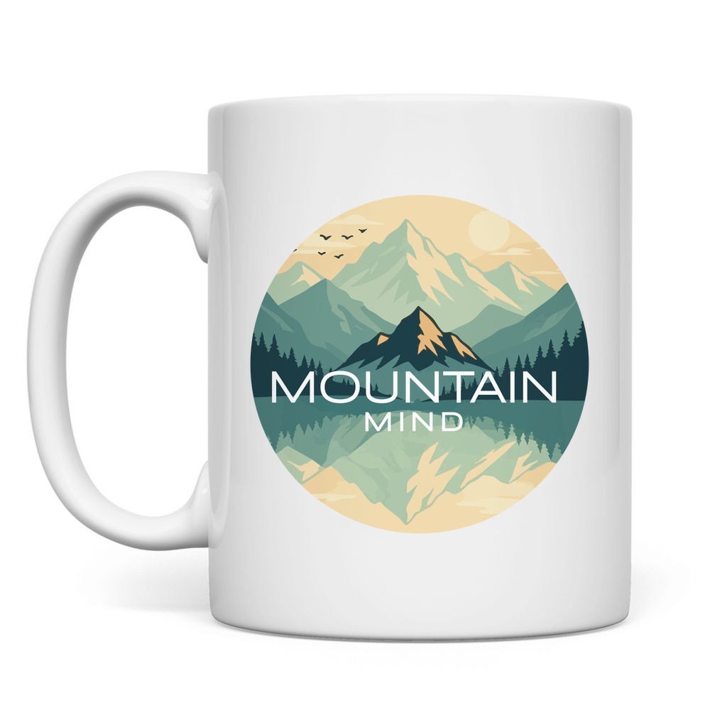 weisse Tasse mit mit Mountain Mind Mirror