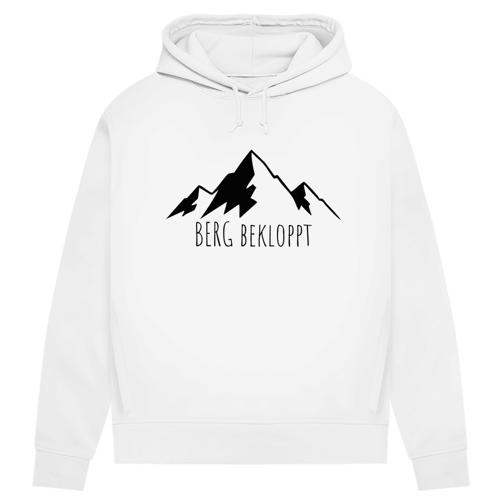 Weißer  Hoodie mit Bändeln und Berg Bekloppt Motiv