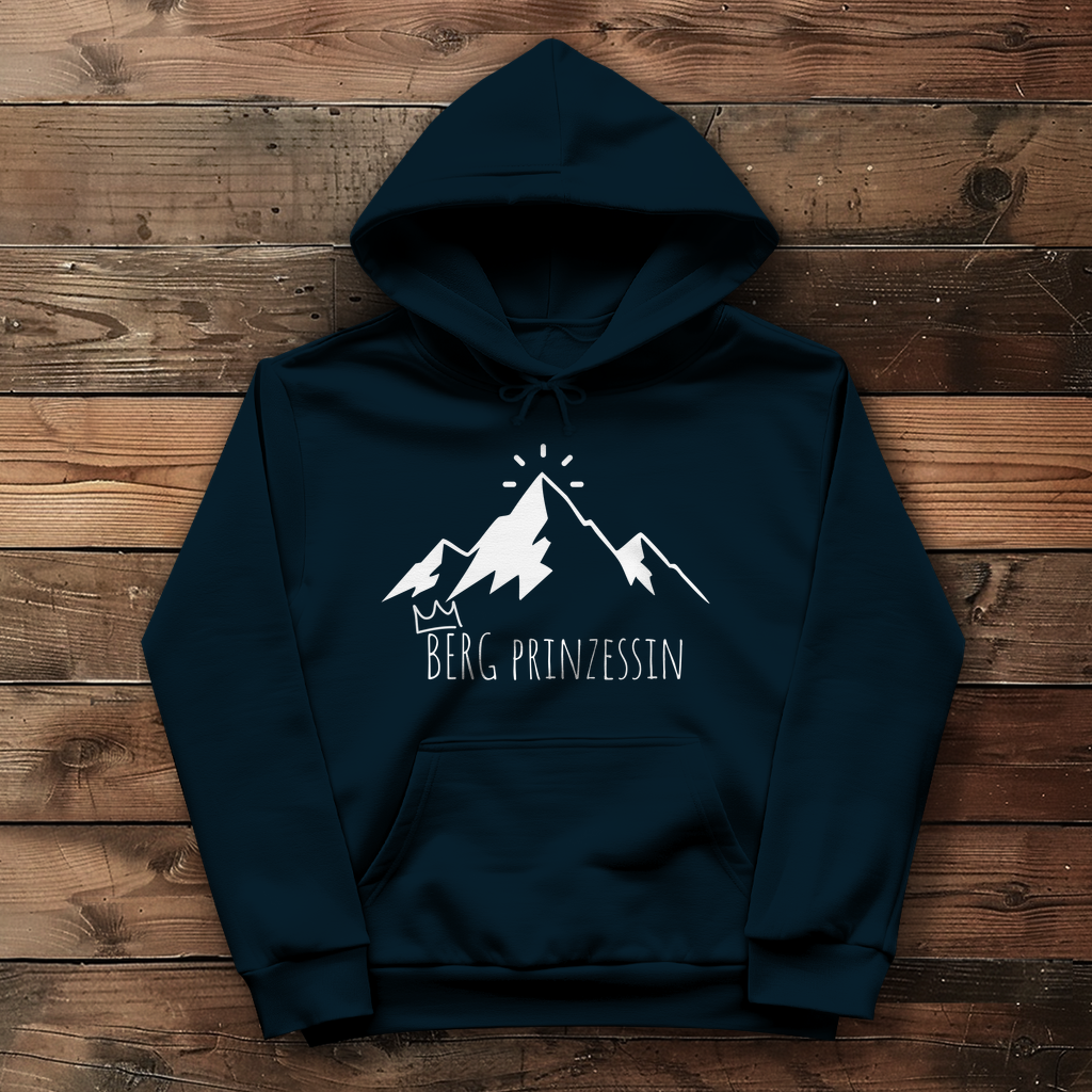 dunkelblauer Hoodie Berg Prinzessin