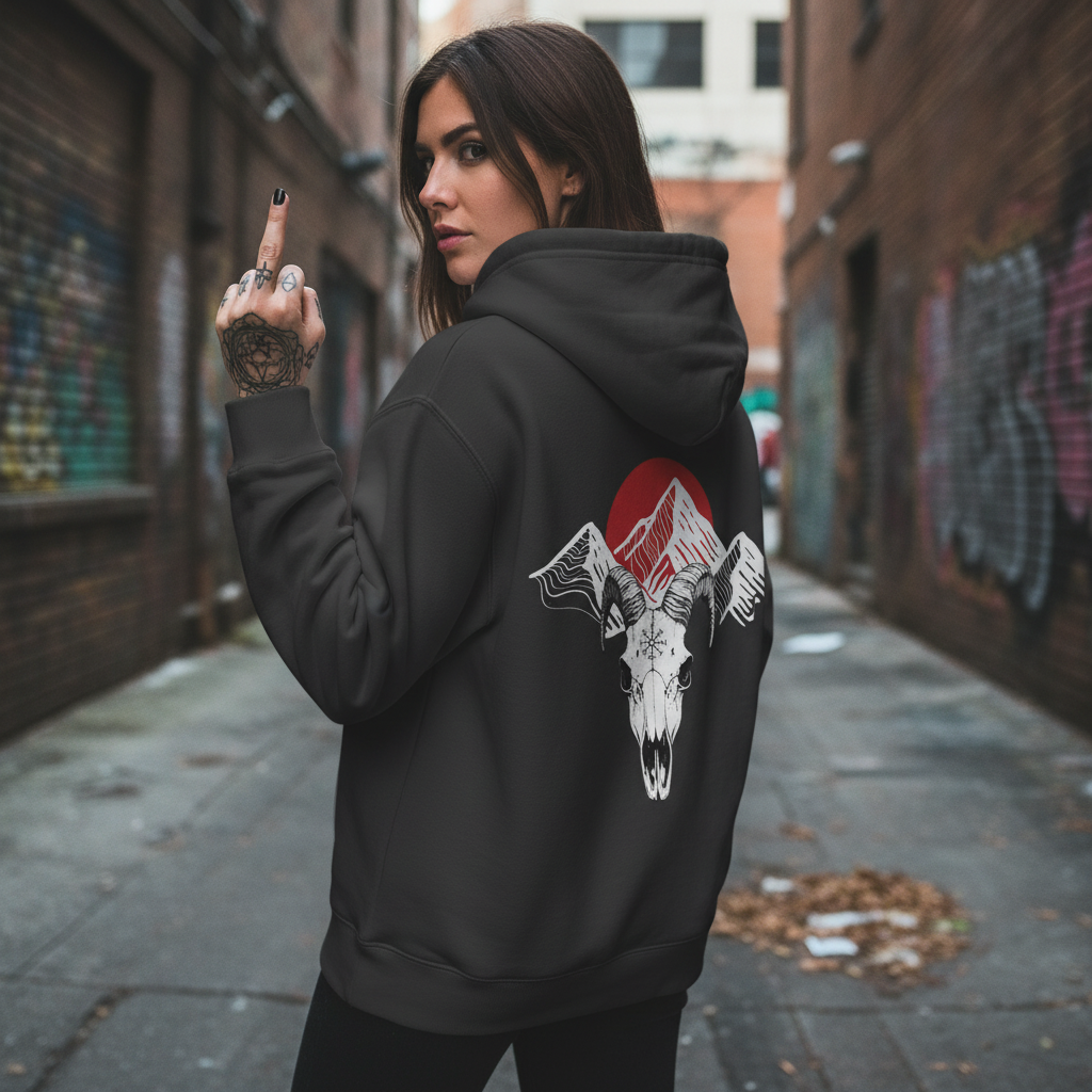 Eine junge Frau trägt den Pathfinder Hoody von Mountain Mind