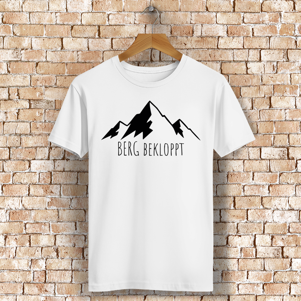 weißes Shirt mit großem Berg Bekloppt Motiv für Männer
