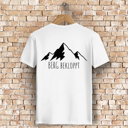 weißes Tshirt mit großem Berg Bekloppt Motiv in schwarz
