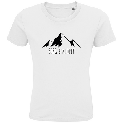 weisses Tshirt mit Rundhalsausschnitt und Berg Bekloppt Motiv