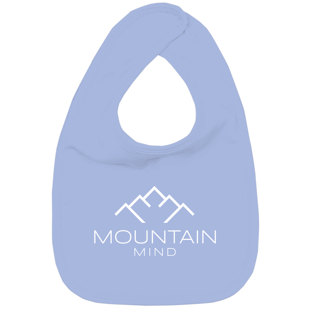 hellblauer Baby Latz mit Mountain Mind Logo