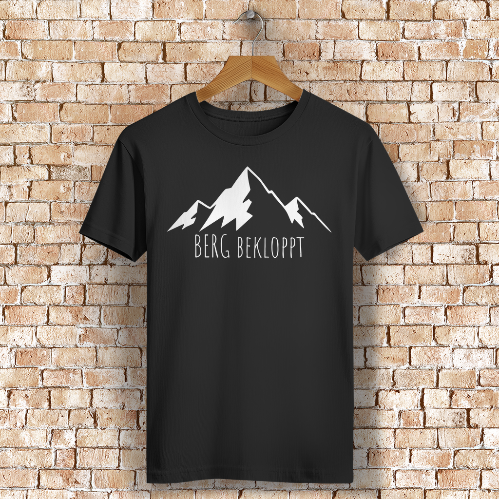schwarzes Shirt mit großem Berg Bekloppt Motiv für Männer