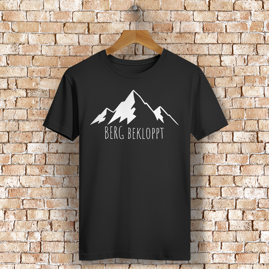 schwarzes Shirt mit großem Berg Bekloppt Motiv für Männer