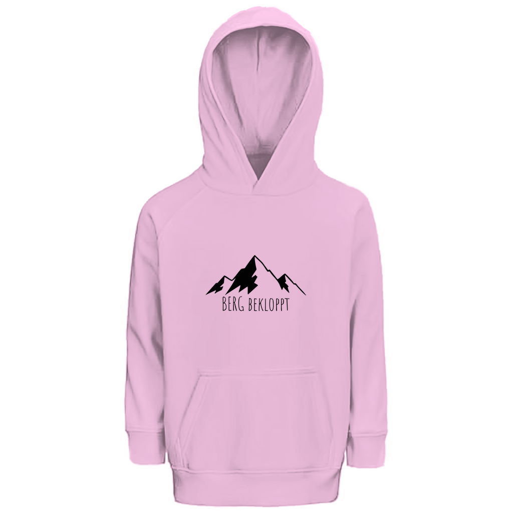 rosaner Kinder Hoodie mit Berg Bekloppt Motiv