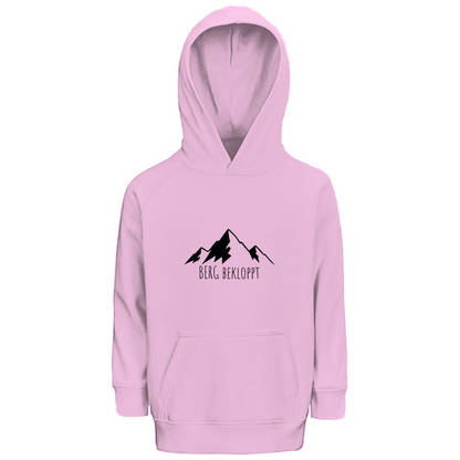 rosaner Kinder Hoodie mit Berg Bekloppt Motiv