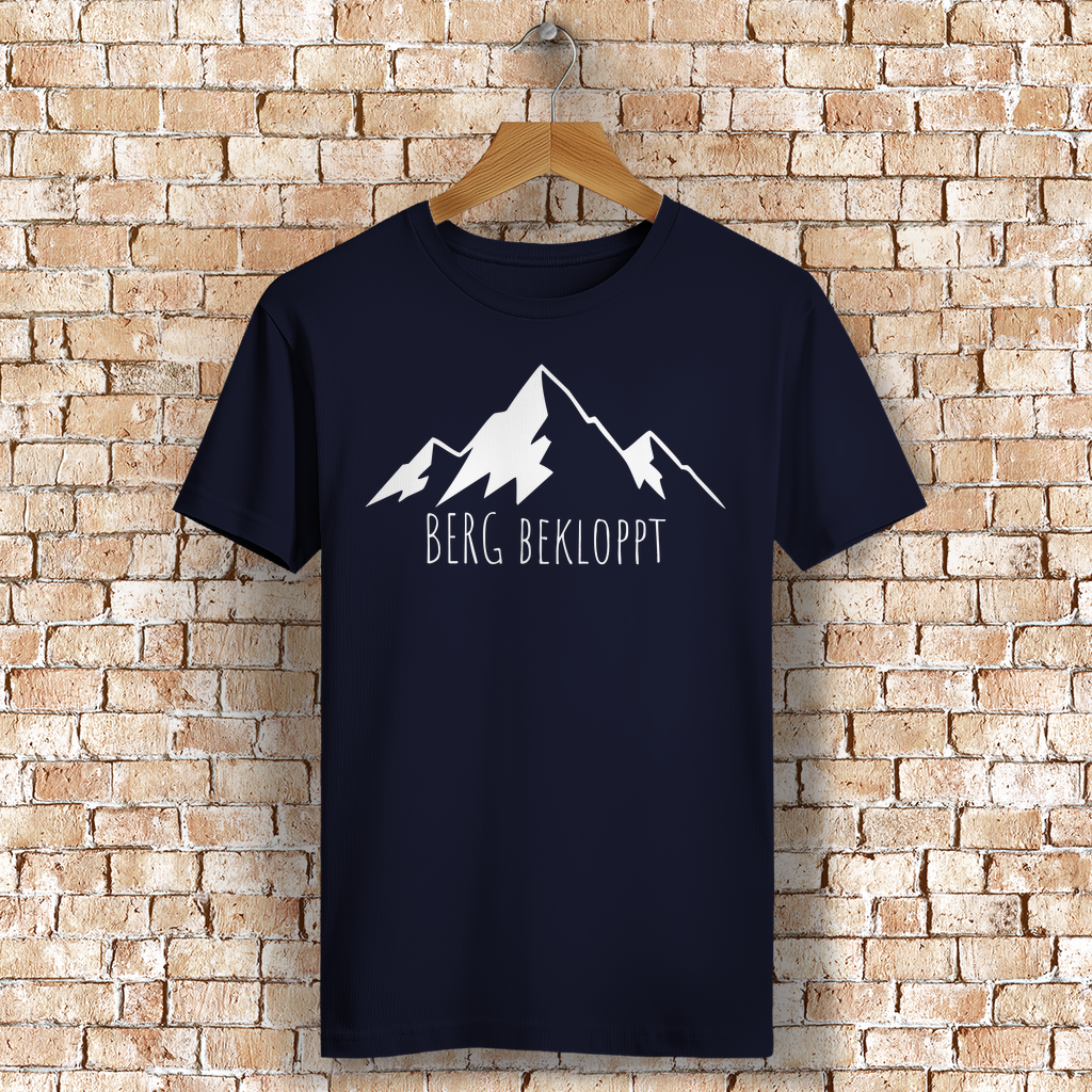 blaues Shirt mit großem Berg Bekloppt Motiv für Männer