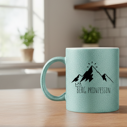türkise Glitzertasse Berg Prinzessin