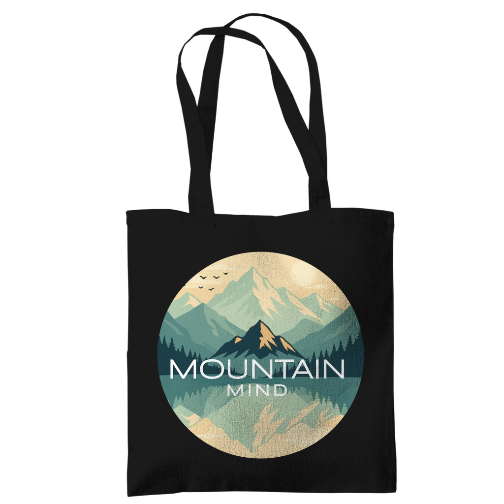 schwarze Einkaugstasche mit Mountain Mind Mirror