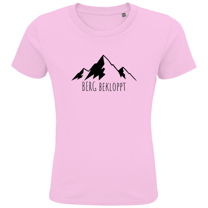 Rosa Tshirt mit Rundhalsausschnitt und Berg Bekloppt Motiv