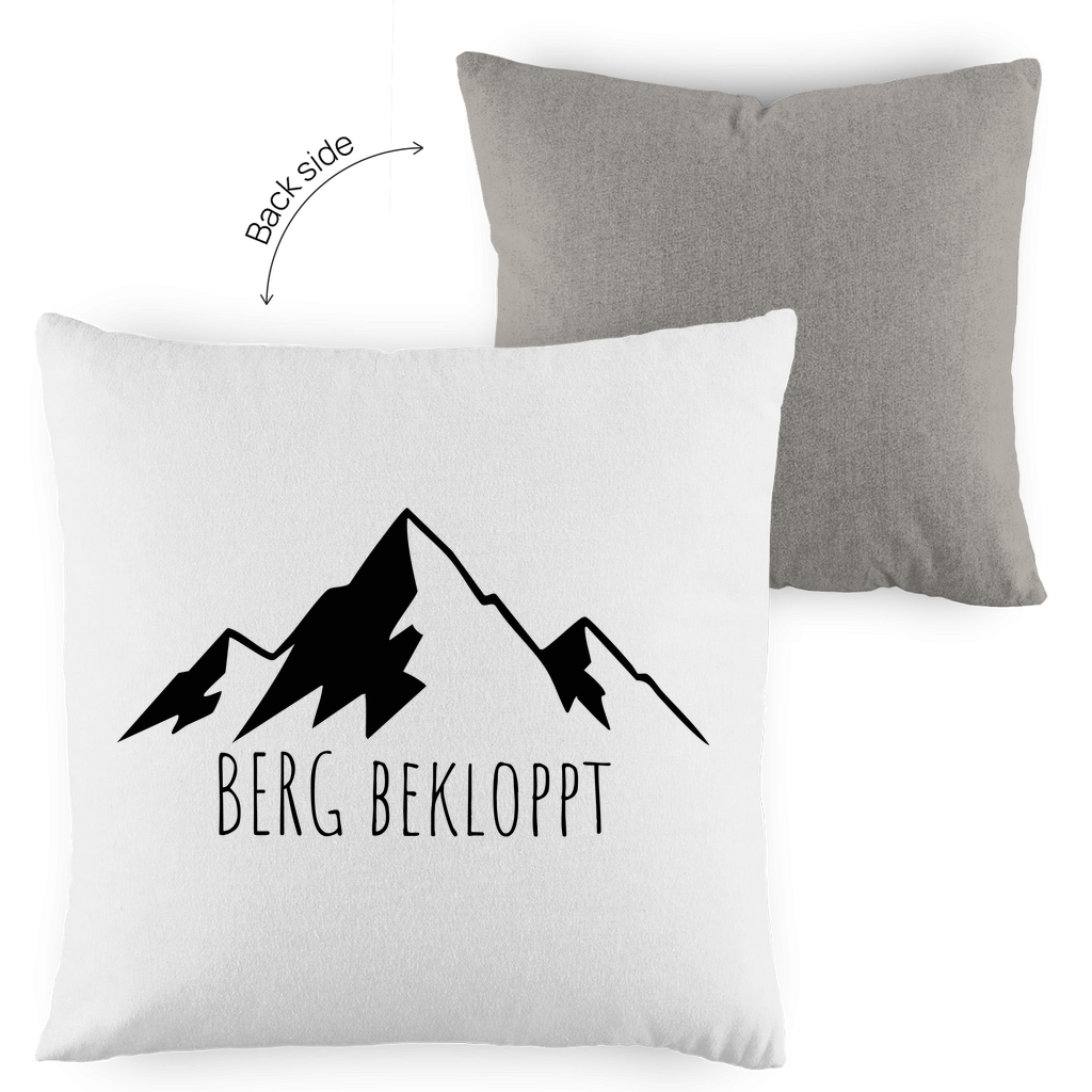zweifarbige Kissen mit Berg Bekloppt Motiv