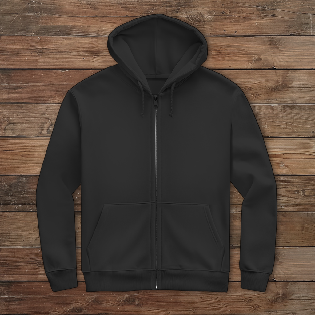 Unbedruckte Front des Herren Zippers in schwarz