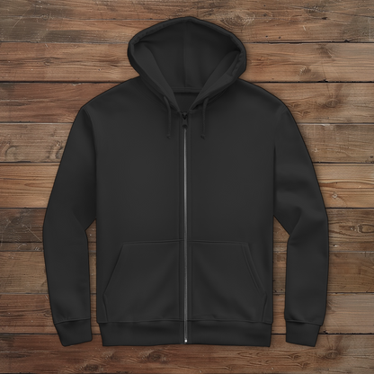 Unbedruckte Front des Herren Zippers in schwarz